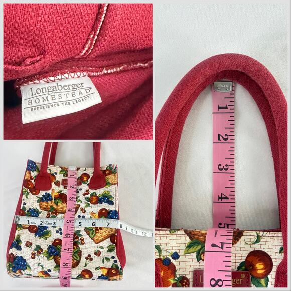 🍓Longaberger Homestead Canvas Fruit Basket Print Mini Tote Clutch Bag - Picture 4 of 7